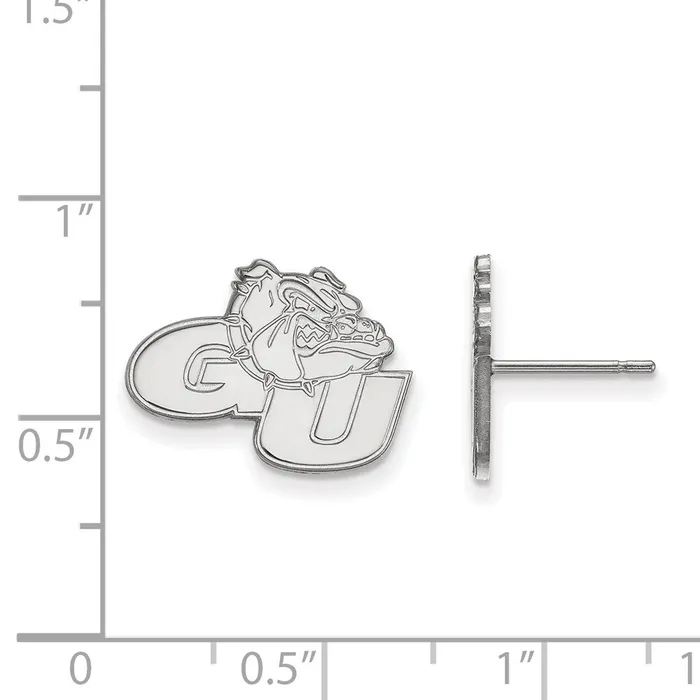 TreasureFineJewelers Earrings Sterling Silver Rhodiumplated Gonzaga University GU Bulldog Small Post Earrings