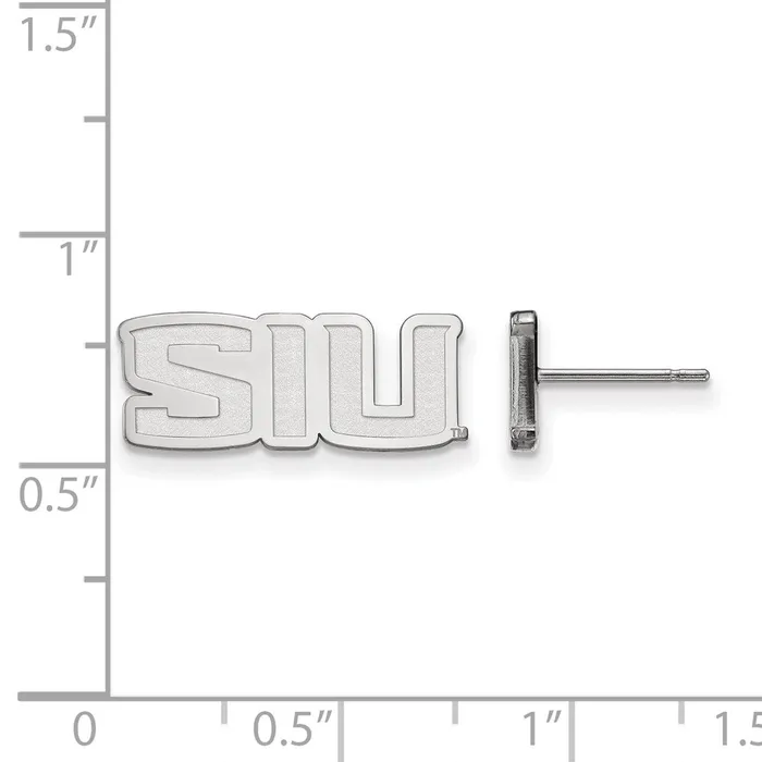 TreasureFineJewelers Earrings Sterling Silver Rhodiumplated Southern Illinois University SIU Extra Small Post Earrings