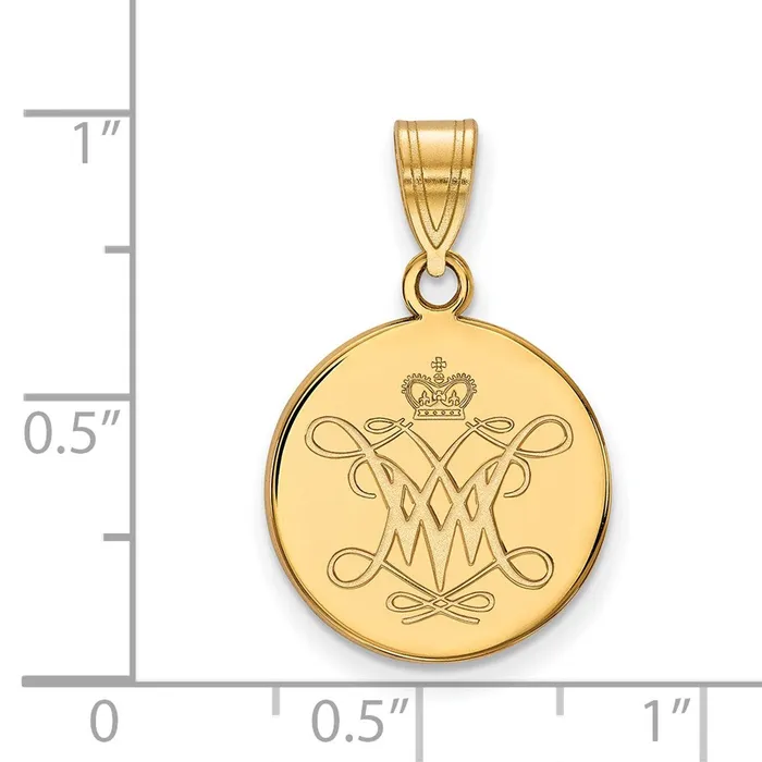 TreasureFineJewelers Necklaces 10k Gold College of William and Mary Medium Disc Pendant
