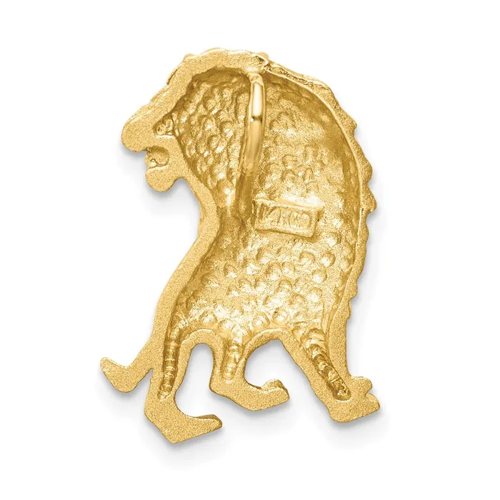 TreasureFineJewelers Necklaces 14K Brushed Diamondcut Lion Chain Slide