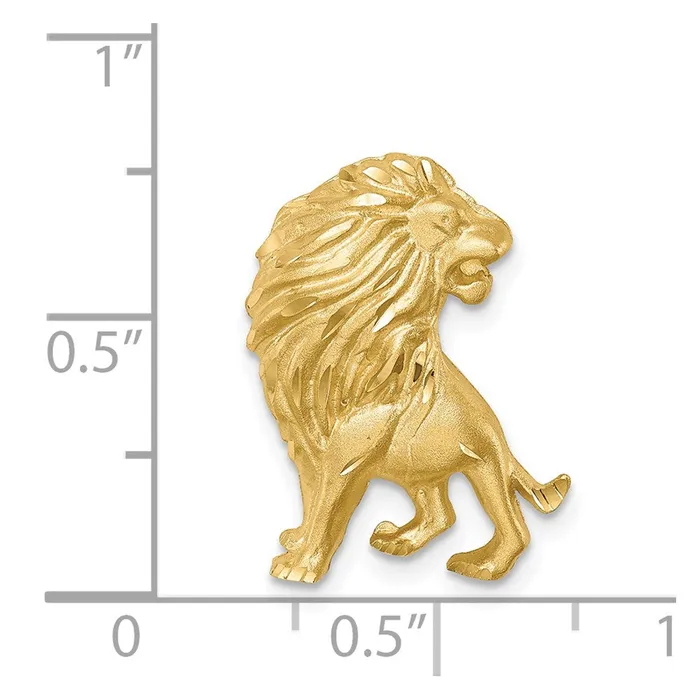 TreasureFineJewelers Necklaces 14K Brushed Diamondcut Lion Chain Slide