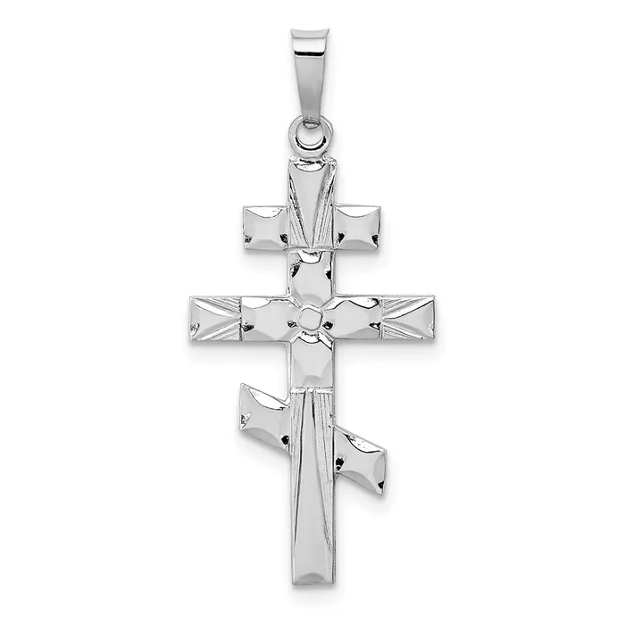 TreasureFineJewelers Necklaces 14k White Gold Eastern Orthodox Cross Pendant TreasureFineJewelers Necklaces 14k White Gold Eastern Orthodox Cross Pendant