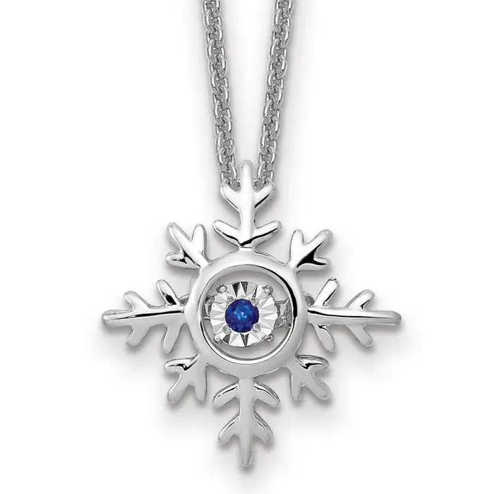 TreasureFineJewelers Necklaces 14k White Gold Vibrant Moving Sapphire Snowflake Necklace TreasureFineJewelers Necklaces 14k White Gold Vibrant Moving Sapphire Snowflake Necklace