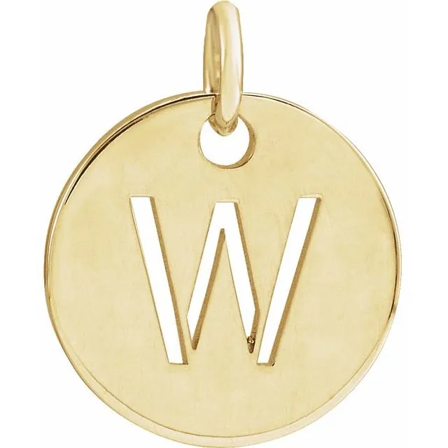 TreasureFineJewelers Necklaces 14K Yellow Gold Initial W 10 mm Disc Pendant TreasureFineJewelers Necklaces 14K Yellow Gold Initial W 10 mm Disc Pendant
