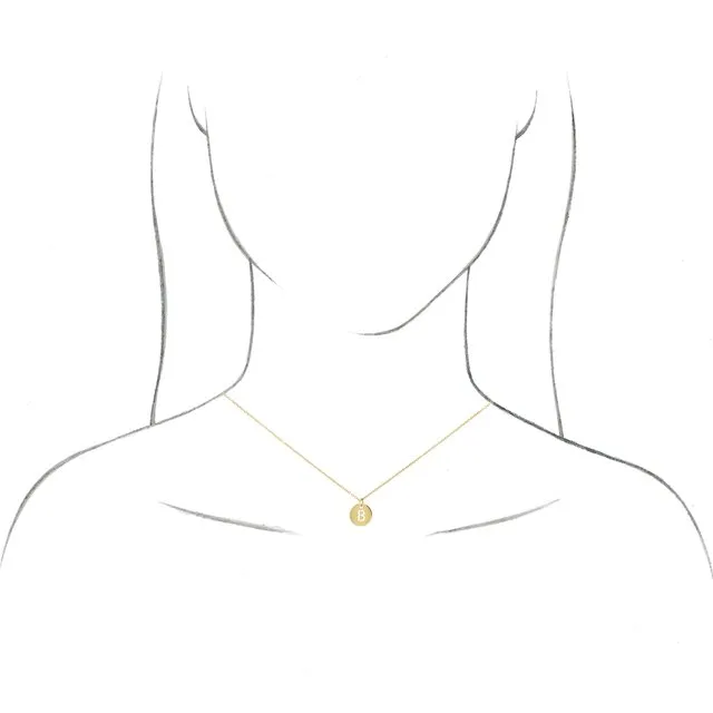 TreasureFineJewelers Necklaces 14K Yellow Gold Initial W 10 mm Disc Pendant