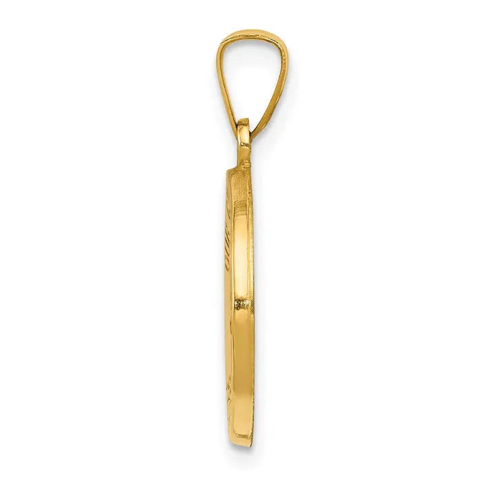 TreasureFineJewelers Necklaces 14k Yellow Gold Polished and Satin Our Guardian Angel Medal Hollow Pendant