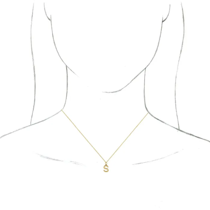 TreasureFineJewelers Necklaces 18K Yellow GoldPlated Sterling Silver Initial S Dangle 18 Necklace