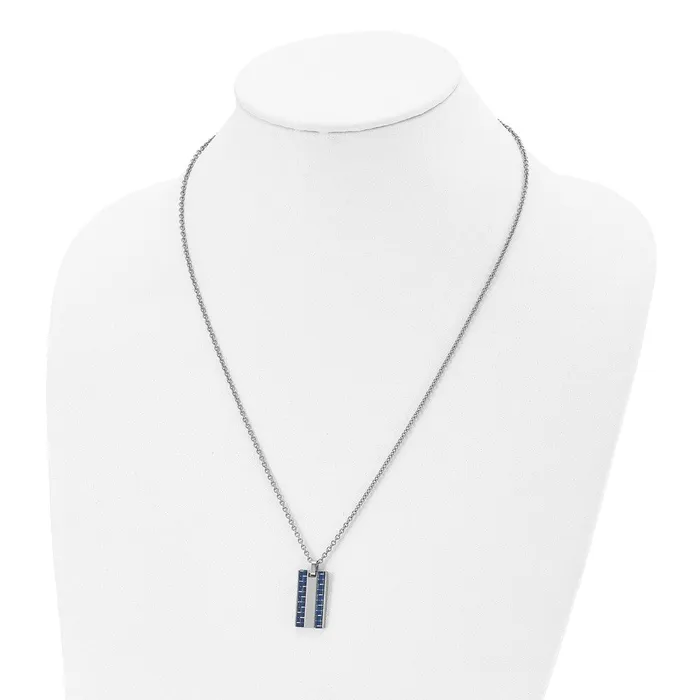 TreasureFineJewelers Necklaces Chisel Stainless Steel Polished with Blue Carbon Fiber Inlay Dog Tag on a 22 inch Cable Chain Necklace