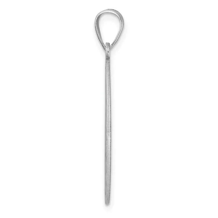 TreasureFineJewelers Necklaces Large Sterling Silver Rhodiumplated Fancy Script Letter I Initial Pendant