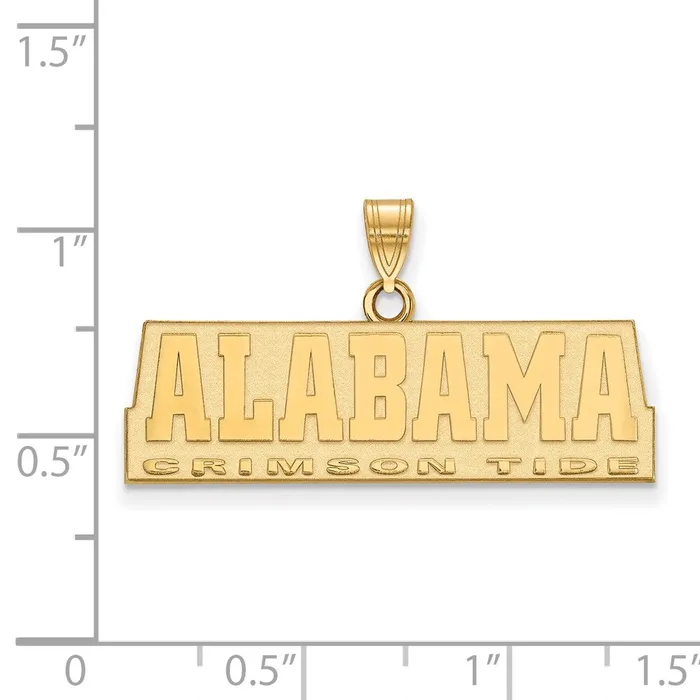 TreasureFineJewelers Necklaces Sterling Silver Goldplated University of Alabama Crimson Tide Medium Pendant