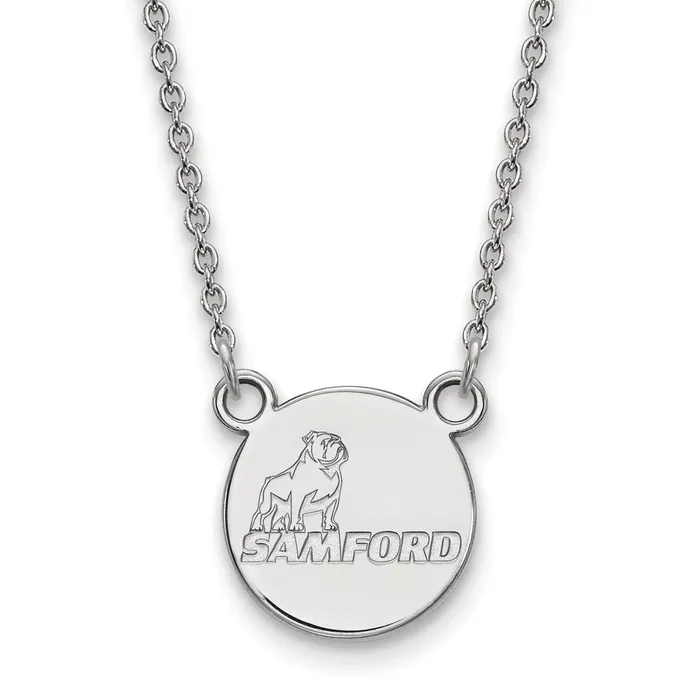 TreasureFineJewelers Necklaces Sterling Silver Rhodiumplated Samford University Small Disc Pendant 18 inch Necklace TreasureFineJewelers Necklaces Sterling Silver Rhodiumplated Samford University Small Disc Pendant 18 inch Necklace