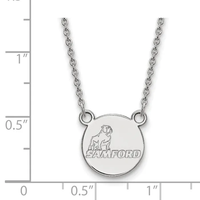 TreasureFineJewelers Necklaces Sterling Silver Rhodiumplated Samford University Small Disc Pendant 18 inch Necklace