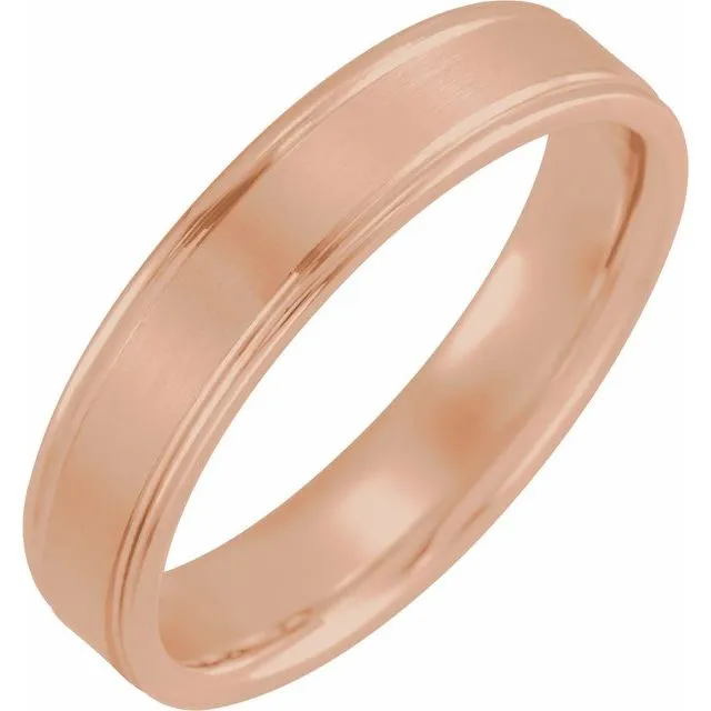 TreasureFineJewelers Rings 10K Rose Gold 5 mm ComfortFit Grooved Band With Satin Finish TreasureFineJewelers Rings 10K Rose Gold 5 mm ComfortFit Grooved Band With Satin Finish