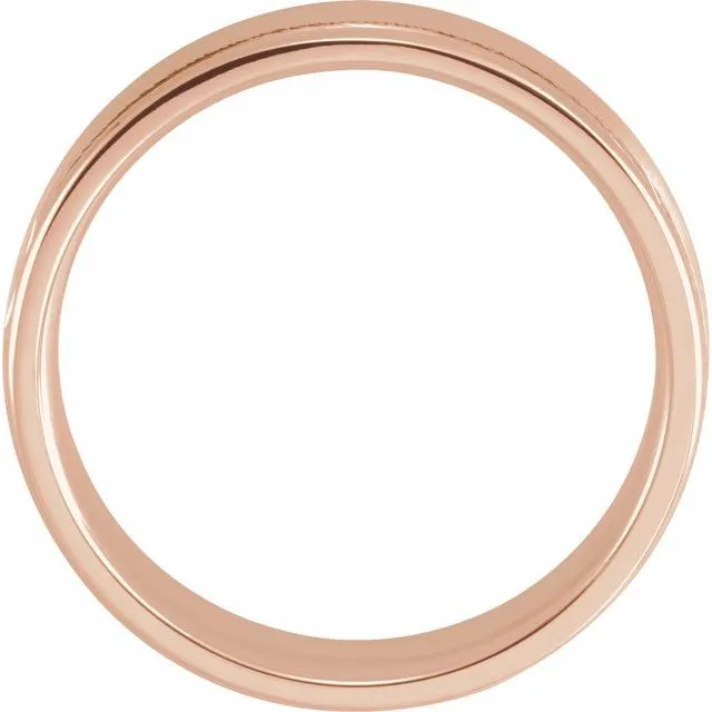 TreasureFineJewelers Rings 10K Rose Gold 5 mm ComfortFit Grooved Band With Satin Finish