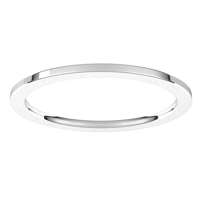TreasureFineJewelers Rings 14K White Gold 1 mm flat comfort fit Wedding Band
