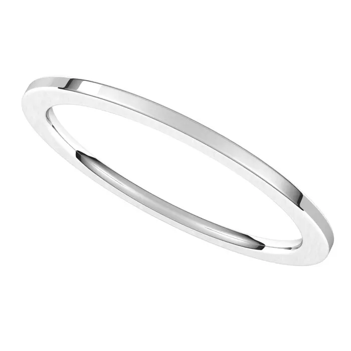 TreasureFineJewelers Rings 14K White Gold 1 mm flat comfort fit Wedding Band