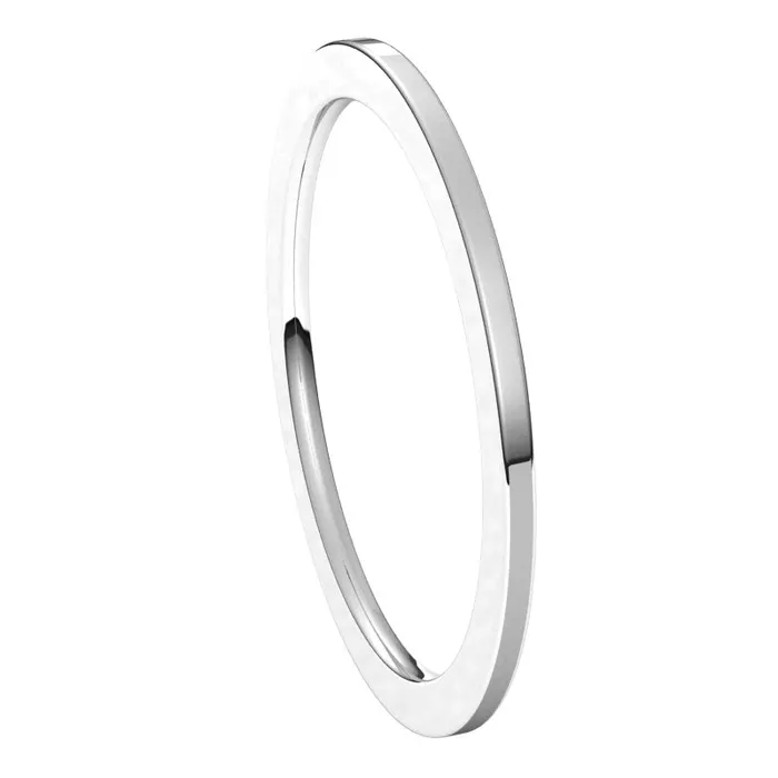TreasureFineJewelers Rings 14K White Gold 1 mm flat comfort fit Wedding Band