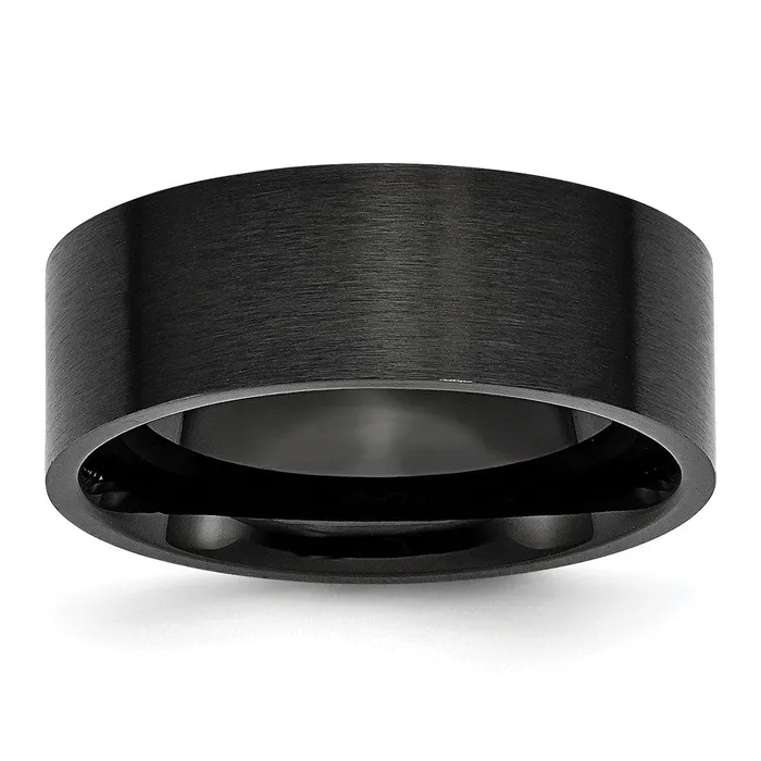 TreasureFineJewelers Rings Stainless Steel Brushed Black IPplated 8mm Flat Band TreasureFineJewelers Rings Stainless Steel Brushed Black IPplated 8mm Flat Band