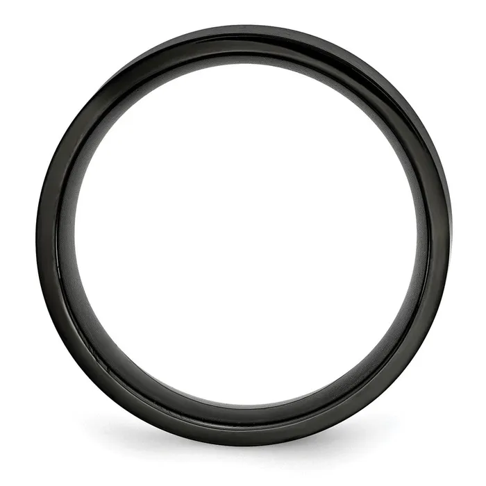 TreasureFineJewelers Rings Stainless Steel Brushed Black IPplated 8mm Flat Band