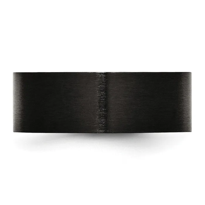TreasureFineJewelers Rings Stainless Steel Brushed Black IPplated 8mm Flat Band