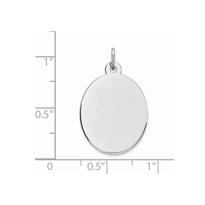 TreasureFineJewelers Rings Sterling Silver Rhodplate Eng Oval Polish FrontSatin Back Disc Charm