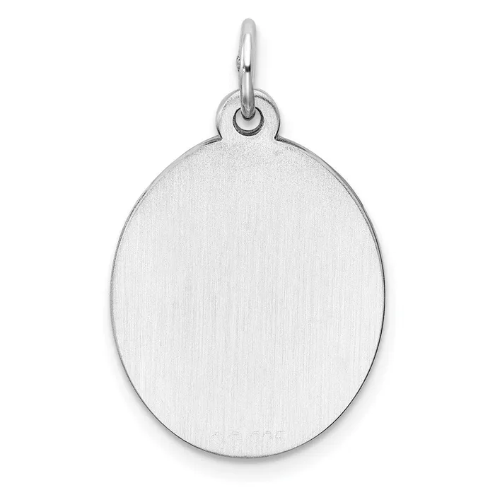 TreasureFineJewelers Rings Sterling Silver Rhodplate Eng Oval Polish FrontSatin Back Disc Charm