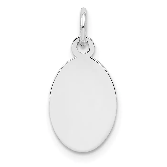 TreasureFineJewelers Sterl Silver Rhplt Engraveable Oval Polished FrontSatin Back Disc Charm Charm Necklaces TreasureFineJewelers Sterl Silver Rhplt Engraveable Oval Polished FrontSatin Back Disc Charm Charm Necklaces