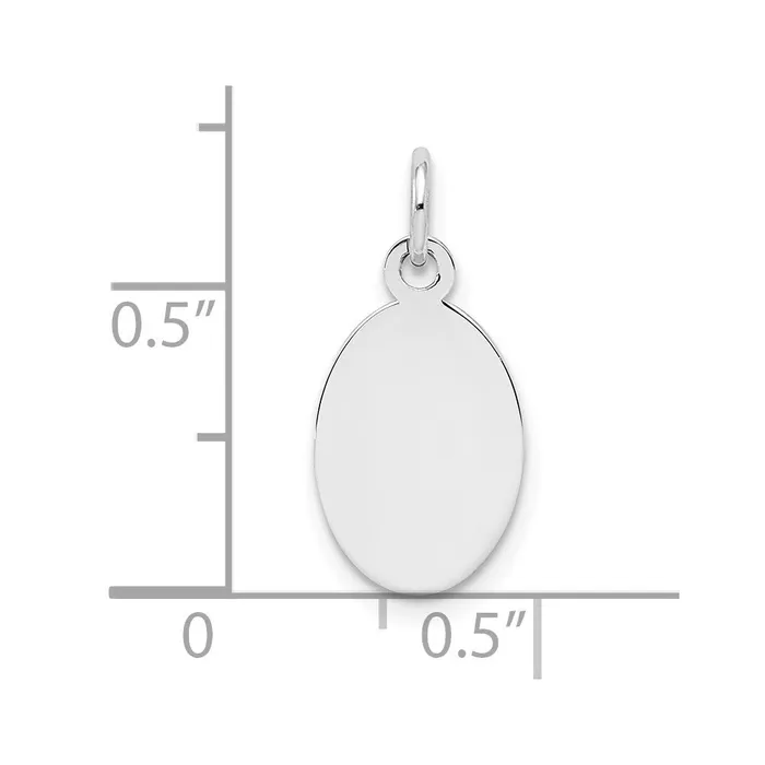 TreasureFineJewelers Sterl Silver Rhplt Engraveable Oval Polished FrontSatin Back Disc Charm Charm Necklaces