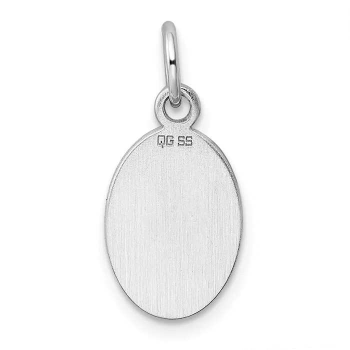 TreasureFineJewelers Sterl Silver Rhplt Engraveable Oval Polished FrontSatin Back Disc Charm Charm Necklaces