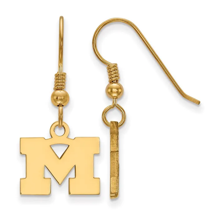 TreasureFineJewelers Sterling Silver Goldplated University of Michigan Letter M Extra Small Dangle Wire Earrings Earrings TreasureFineJewelers Sterling Silver Goldplated University of Michigan Letter M Extra Small Dangle Wire Earrings Earrings