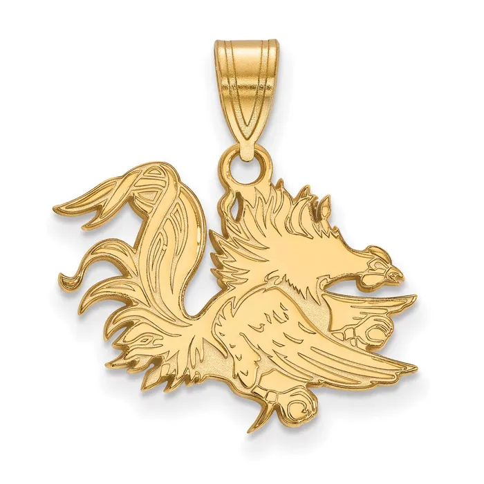 TreasureFineJewelers Sterling Silver Goldplated University of South Carolina Gamecock Medium Pendant Necklaces TreasureFineJewelers Sterling Silver Goldplated University of South Carolina Gamecock Medium Pendant Necklaces