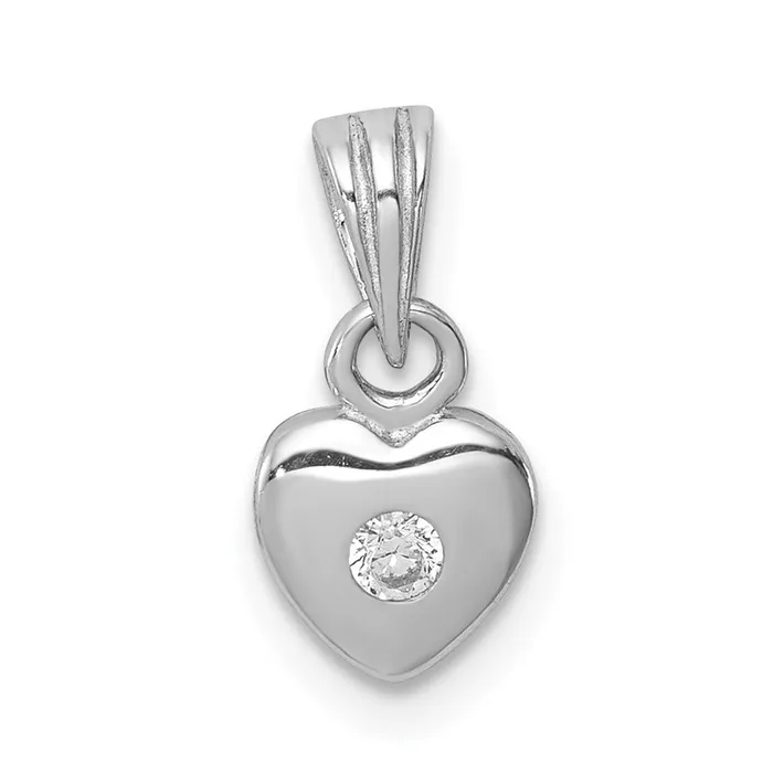 TreasureFineJewelers Sterling Silver Rhodiumplated wCZ Heart Pendant Necklaces