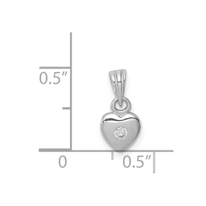 TreasureFineJewelers Sterling Silver Rhodiumplated wCZ Heart Pendant Necklaces