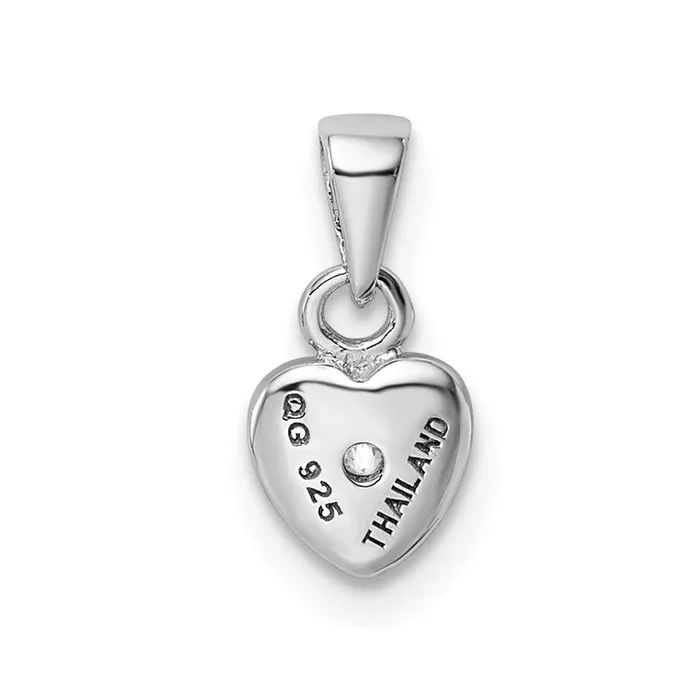 TreasureFineJewelers Sterling Silver Rhodiumplated wCZ Heart Pendant Necklaces
