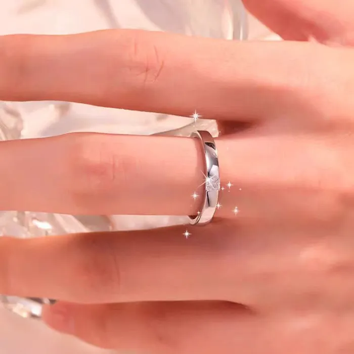 Trendolla Jewelry Rings 925 Silver Simple Square Moissanite Ring