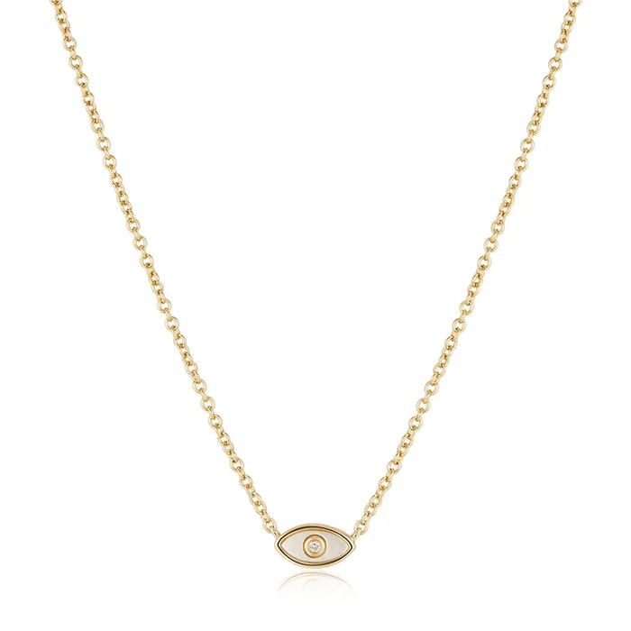 Gold Plated Mother of Pearl Evil Eye Necklace Eklexic Necklaces