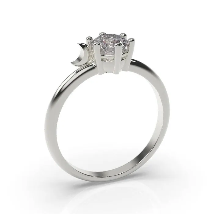 MyUniqueRing Rings Moon Engagement Ring Moon Ring White Gold Crescent