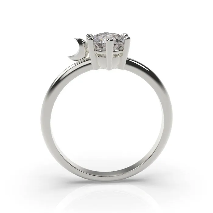 MyUniqueRing Rings Moon Engagement Ring Moon Ring White Gold Crescent