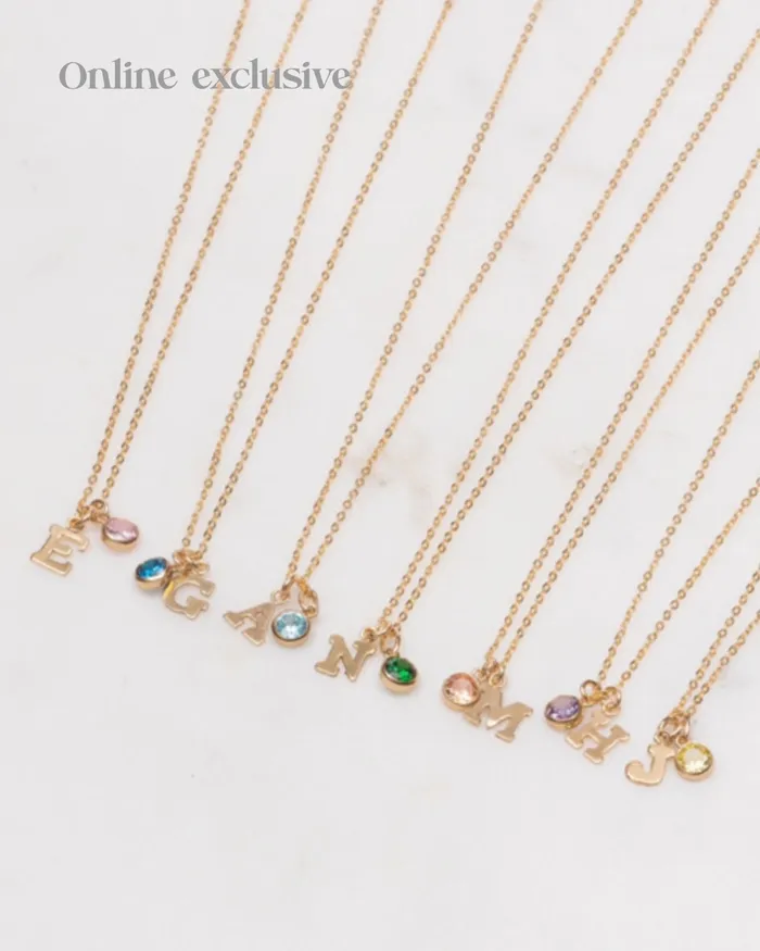 Necklaces ERIJEWELRY Initial R with Birthstone Necklace