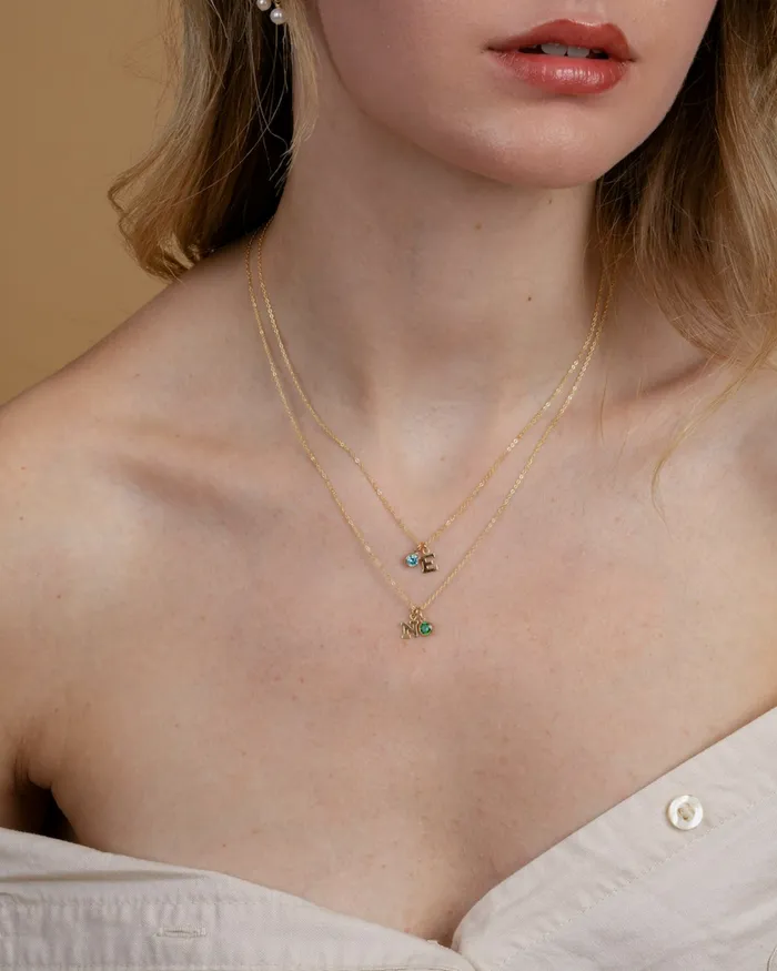 Necklaces ERIJEWELRY Initial R with Birthstone Necklace