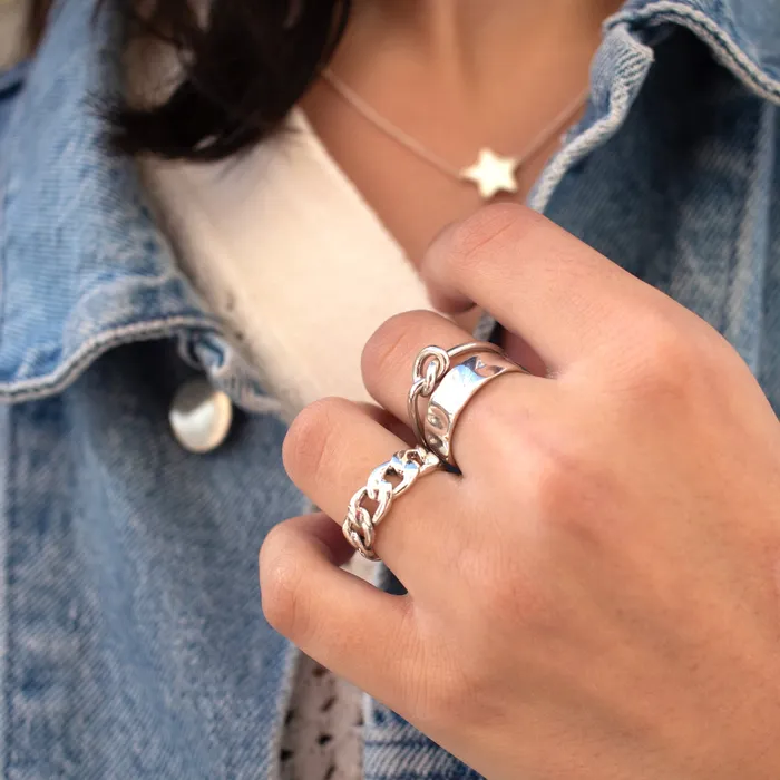 Silver Lotus Rings Silver Hammered Ring