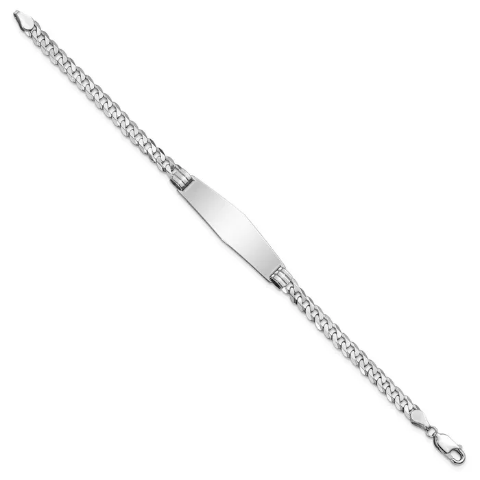 14k WG Flat Curb Link Soft Diamond Shape ID BraceletWBCLID62CW8 WB Choice Jewelry Bracelets 14k WG Flat Curb Link Soft Diamond Shape ID BraceletWBCLID62CW8 WB Choice Jewelry Bracelets