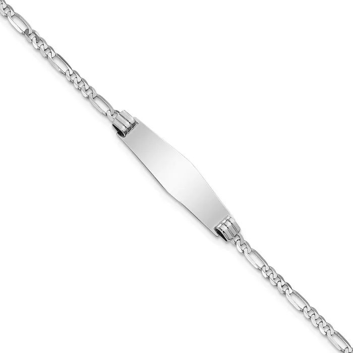 14k WG Soft Diamond Shape Figaro Link ID BraceletWBCFG80IDCW7 WB Choice Jewelry Bracelets 14k WG Soft Diamond Shape Figaro Link ID BraceletWBCFG80IDCW7 WB Choice Jewelry Bracelets