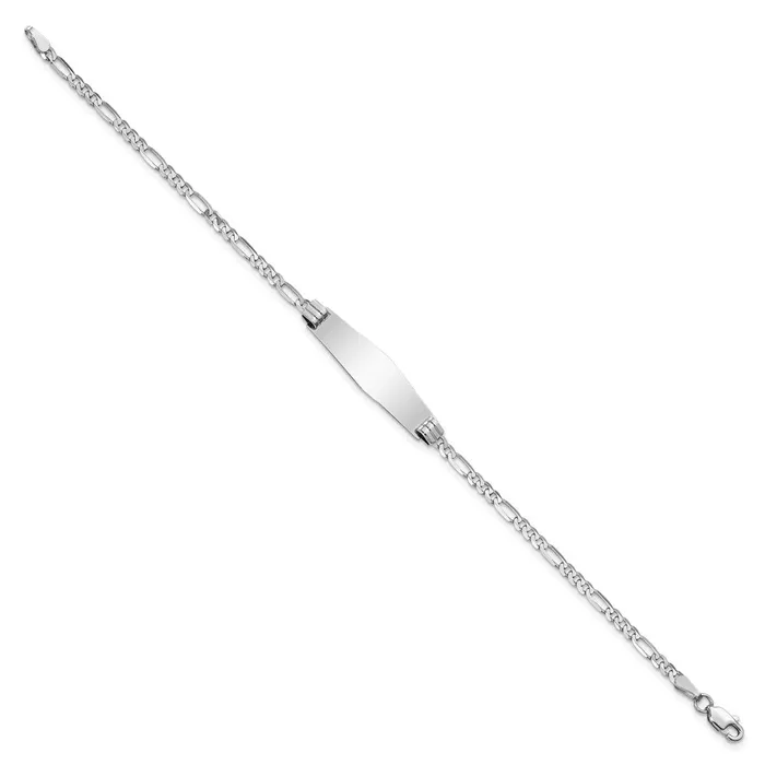 14k WG Soft Diamond Shape Figaro Link ID BraceletWBCFG80IDCW7 WB Choice Jewelry Bracelets 14k WG Soft Diamond Shape Figaro Link ID BraceletWBCFG80IDCW7 WB Choice Jewelry Bracelets
