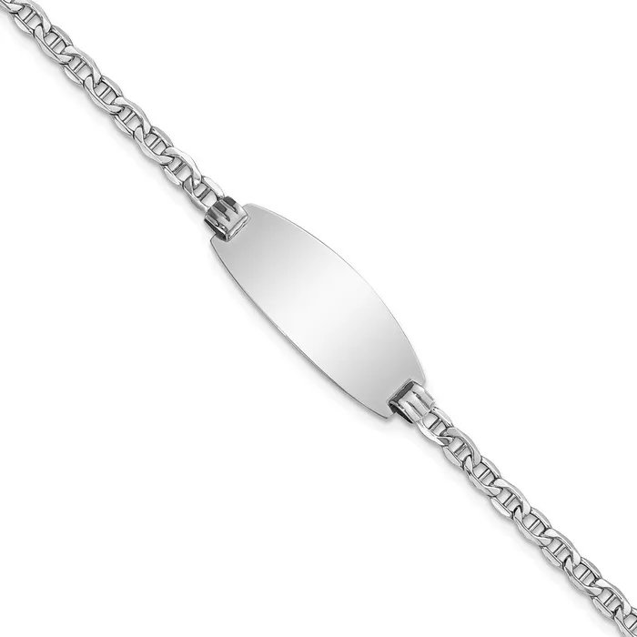 14k White Gold SemiSolid Oval Anchor ID BraceletWBCDCID148W7 WB Choice Jewelry Bracelets 14k White Gold SemiSolid Oval Anchor ID BraceletWBCDCID148W7 WB Choice Jewelry Bracelets