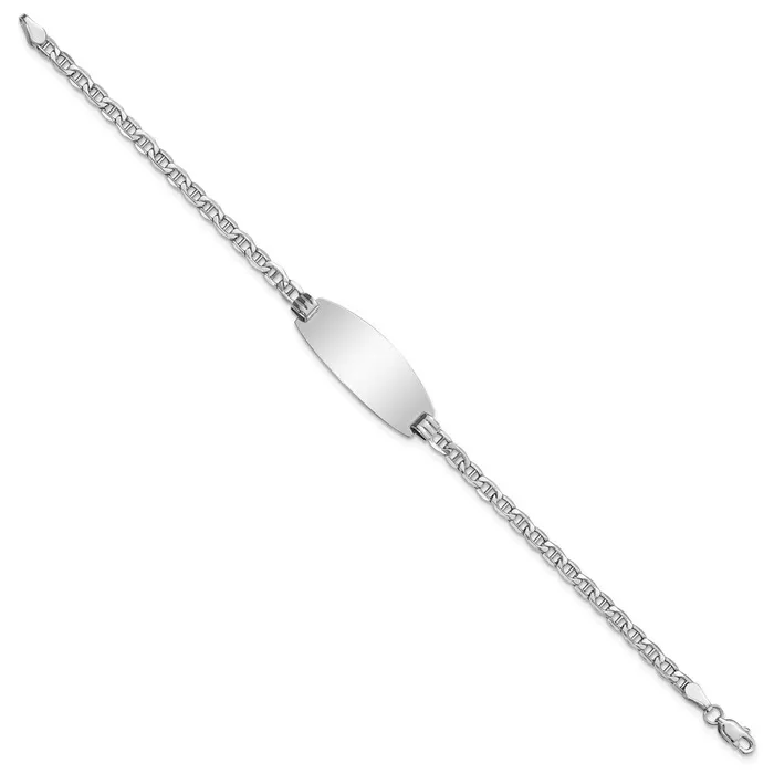 14k White Gold SemiSolid Oval Anchor ID BraceletWBCDCID148W7 WB Choice Jewelry Bracelets 14k White Gold SemiSolid Oval Anchor ID BraceletWBCDCID148W7 WB Choice Jewelry Bracelets