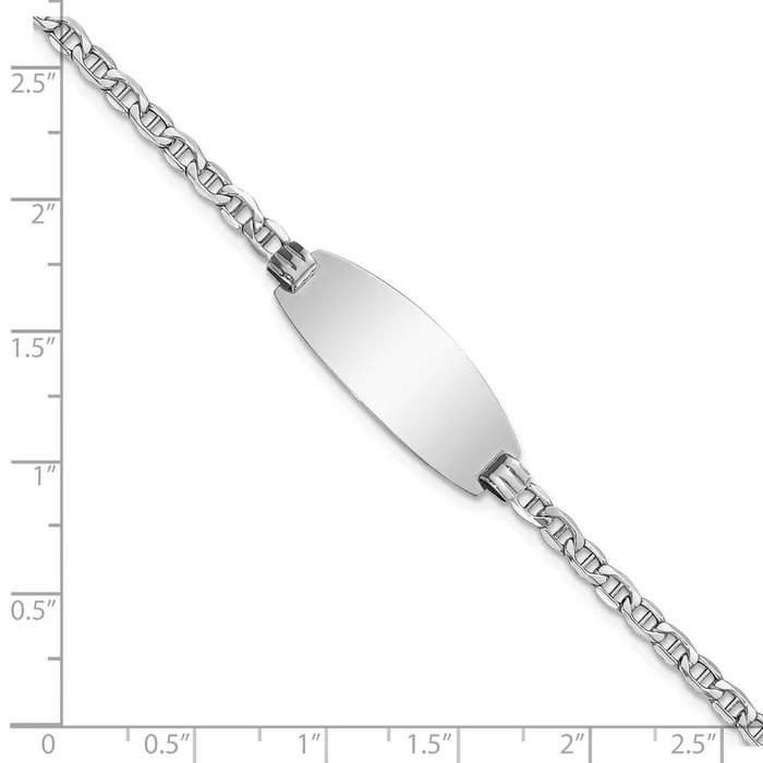 14k White Gold SemiSolid Oval Anchor ID BraceletWBCDCID148W7 WB Choice Jewelry Bracelets 14k White Gold SemiSolid Oval Anchor ID BraceletWBCDCID148W7 WB Choice Jewelry Bracelets
