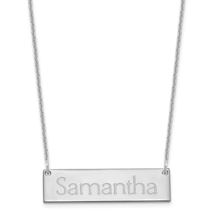 14K White Gold Small Polished Name Bar NecklaceWBCXNA647W WB Choice Jewelry Necklaces 14K White Gold Small Polished Name Bar NecklaceWBCXNA647W WB Choice Jewelry Necklaces