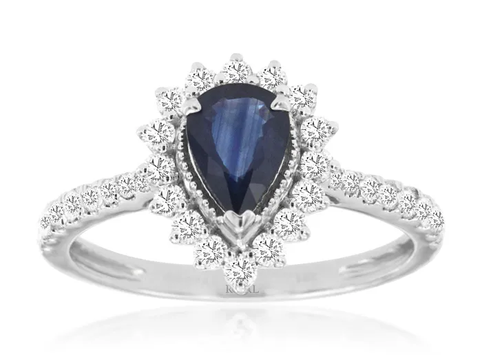 14KW 88 CT SAPPHIRE AND DIAMOND RING 50 CTTW GSI1 ROYAL JEWELRY MFG INC Rings 14KW 88 CT SAPPHIRE AND DIAMOND RING 50 CTTW GSI1 ROYAL JEWELRY MFG INC Rings