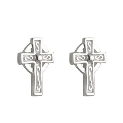 Celtic Collections Earrings Silver Cross Stud Earrings